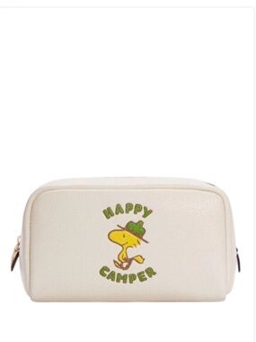 Coach X Peanuts Happy Camper Small Boxy Cosmetic Case With Woodstock